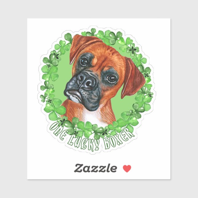 One Lucky Boxer Funny St. Patrick Dog  Sticker (Sheet)