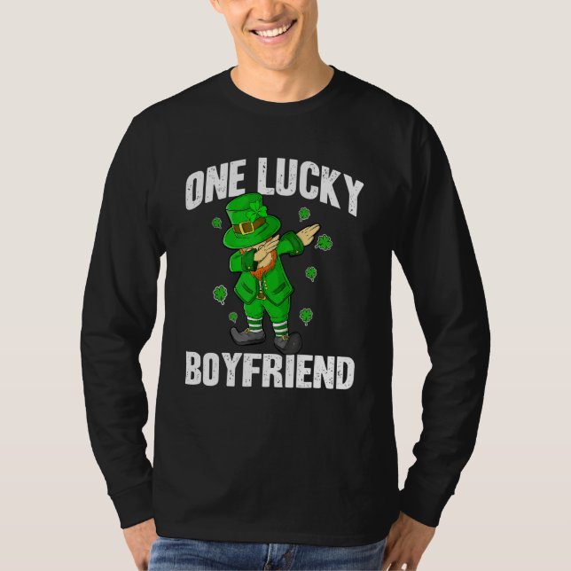 One Lucky Boyfriend St Patricks Day Dabbing Leprec T-Shirt (Front)