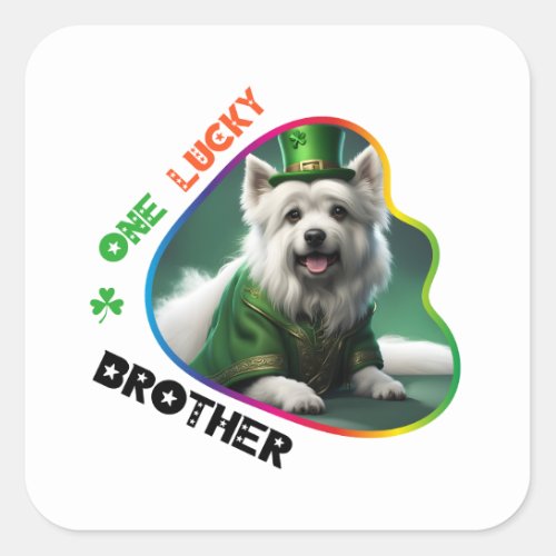 One Lucky Brother _ Clover Creek Carnival Square Sticker