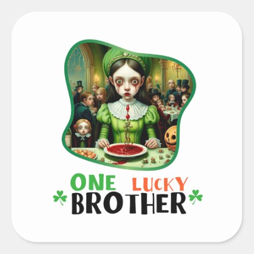 One Lucky Brother _ Cloverleaf Carnival Square Sticker