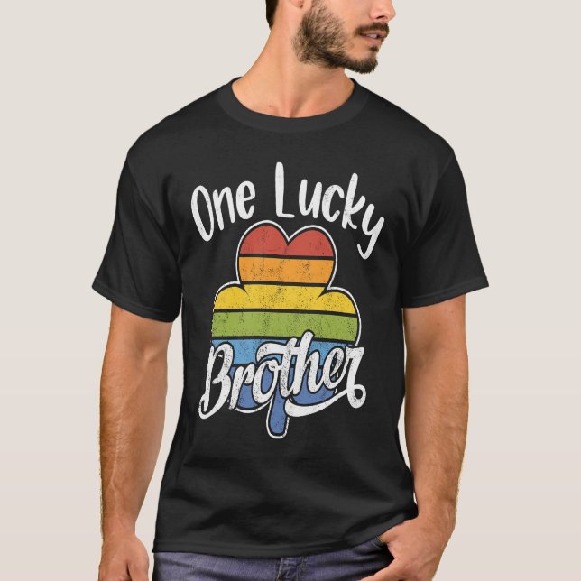 One Lucky Brother Fun Striped Irish C St Patrick's T-Shirt (Front)