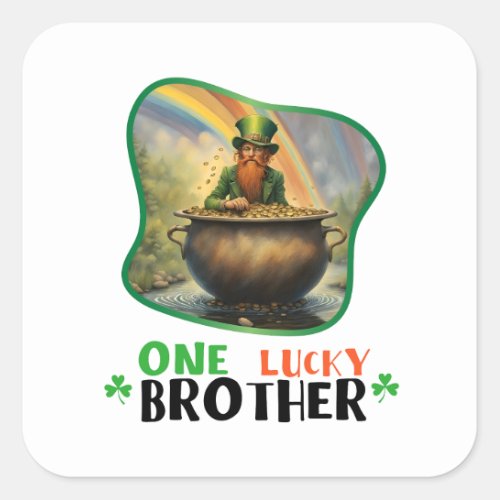 One Lucky Brother _ Green Attire Affair Square Sticker