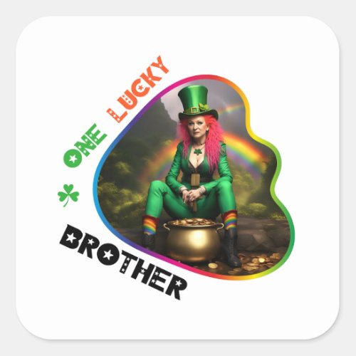 One Lucky Brother _ Green Glow Dance Party Square Sticker