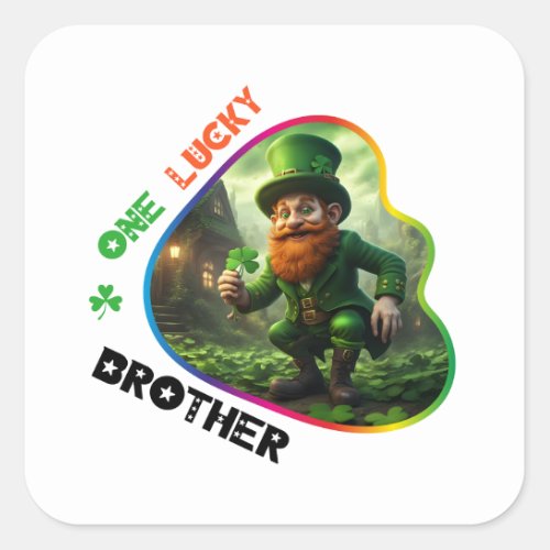 One Lucky Brother _ Leprechauns Pot of Fun Square Sticker