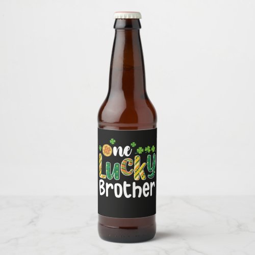 One Lucky Brother Matching Family St Patricks Day Beer Bottle Label