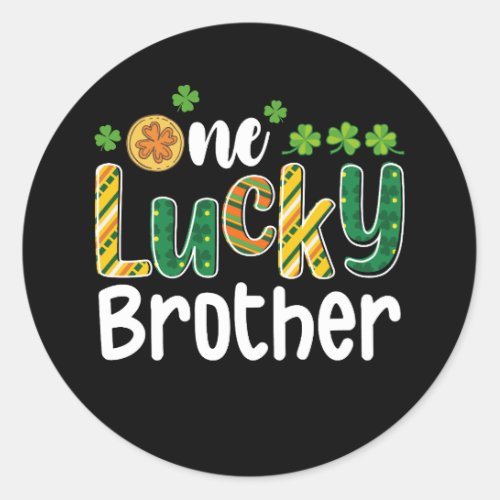 One Lucky Brother Matching Family St Patricks Day Classic Round Sticker