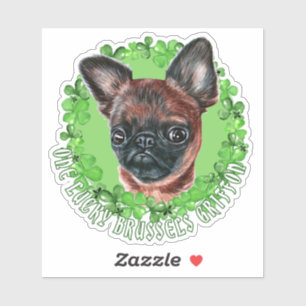 One Lucky Brussels Griffon Funny St. Patrick Dog  Sticker