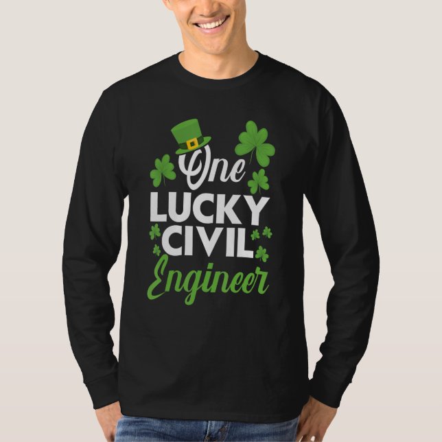 One Lucky Civil Engineer Engineering Irish T-Shirt (Front)
