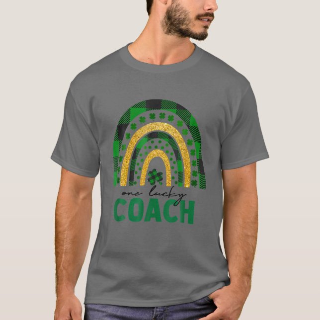 One Lucky Coach Rainbow St Patricks Day Shamrock T-Shirt (Front)