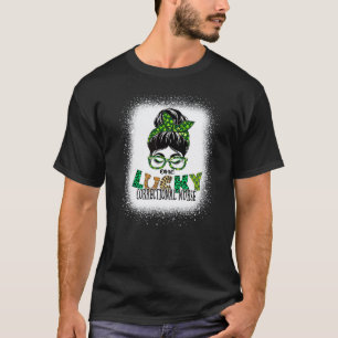 One Lucky Correctional Nurse Bleached St Patricks  T-Shirt