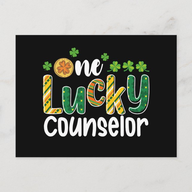 One Lucky Counselor School St Patrick's Day Postcard (Front)