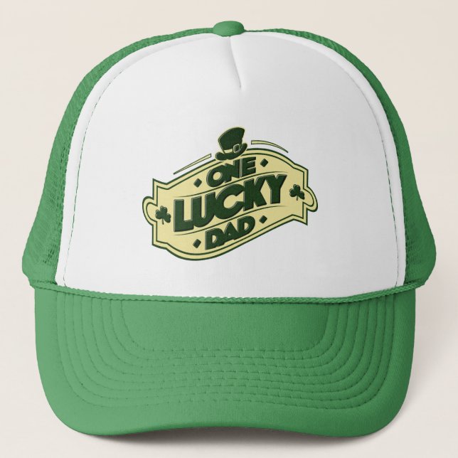 One Lucky Dad Clover Leaf Trucker Hat (Front)