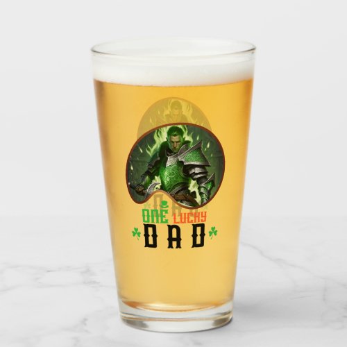 One Lucky Dad _ Clovers and Celebrations Glass