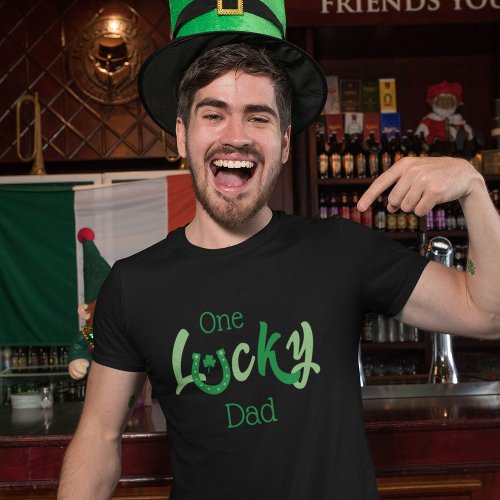 One Lucky Dad  Customizable St Patricks Day T_Shirt