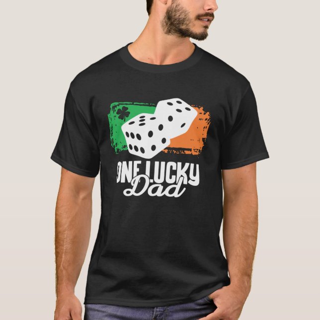 One Lucky Dad Dice Game  Family Group Matching T-Shirt (Front)