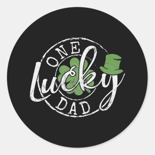 One Lucky Dad Father Irish Clovers St Patrick Day Classic Round Sticker
