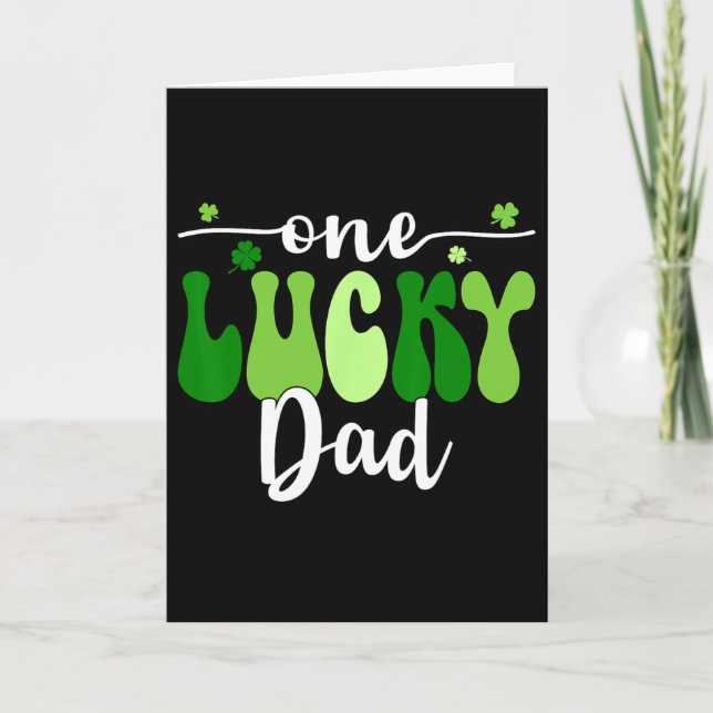 One Lucky Dad Groovy Retro Dad St Patrick's Day  Card (Front)