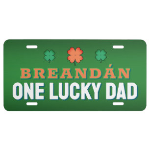 One Lucky Dad Irish Father GREEN License Plate