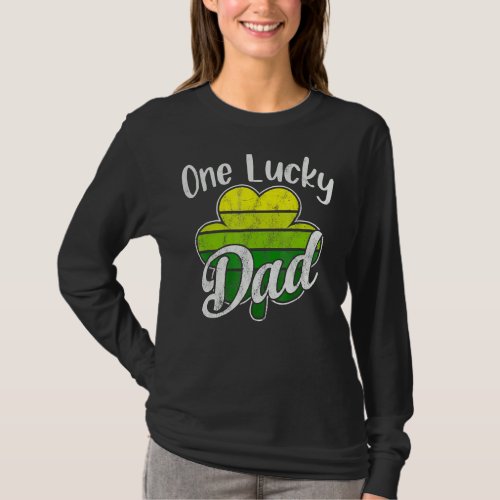 One Lucky Dad  St Patricks Day Shamrock Daddy  Me T_Shirt
