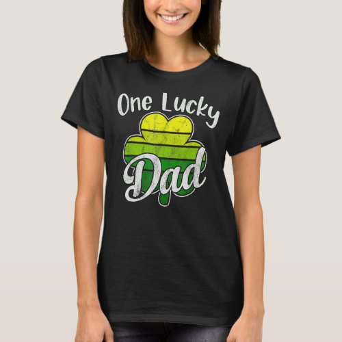 One Lucky Dad  St Patricks Day Shamrock Daddy  Me T_Shirt