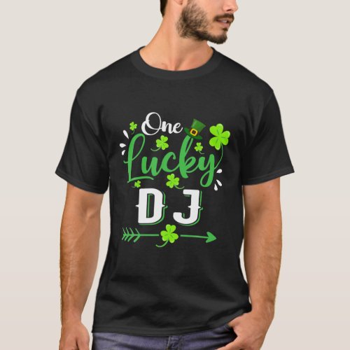 One Lucky DJ Music Shamrock Leprechaun Hat St Patr T_Shirt