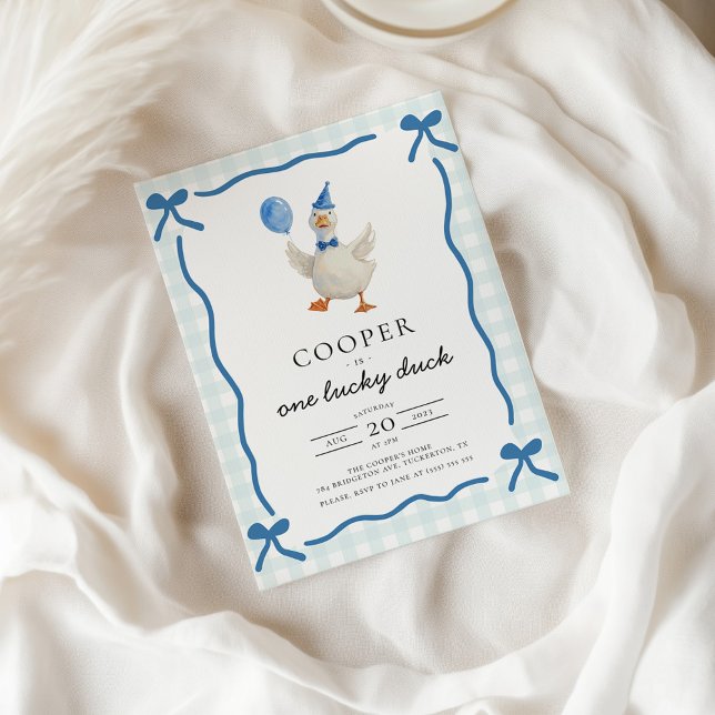 One Lucky Duck 1st Birthday Invitation (Creator Uploaded)