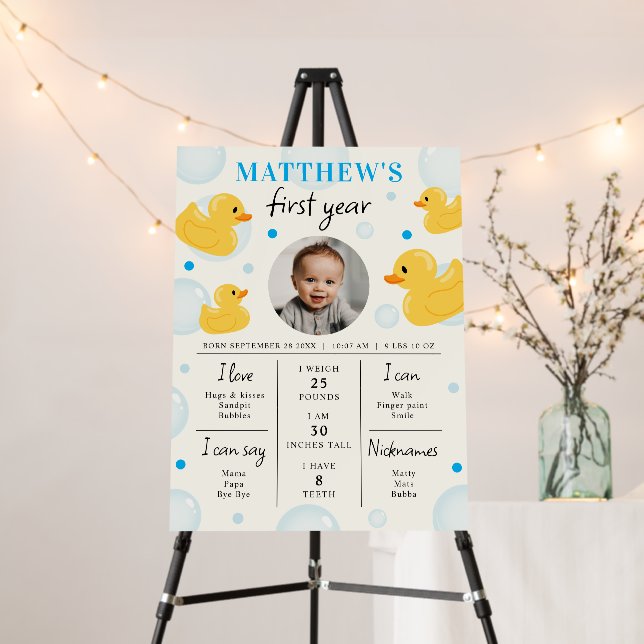 One Lucky Duck 1st Birthday Milestones Foam Boards (In Situ (Stand))