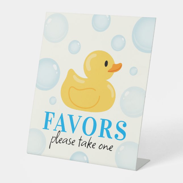 One Lucky Duck 1st Birthday Party Favors  Pedestal Sign (Front)
