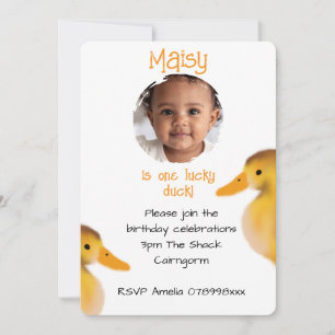 One Lucky Duck Birthday Invitation