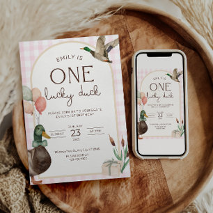 One Lucky Duck Birthday Invitation Girls First