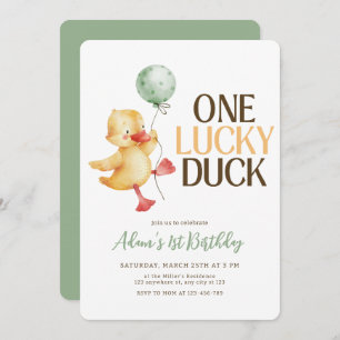 One Lucky Duck Birthday Invitation, Kids Birthday Invitation