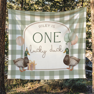 One Lucky Duck Birthday Personalized Banner Tapestry