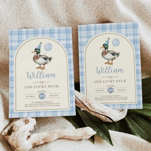 One Lucky Duck Blue Balloon Boy 1st Birthday