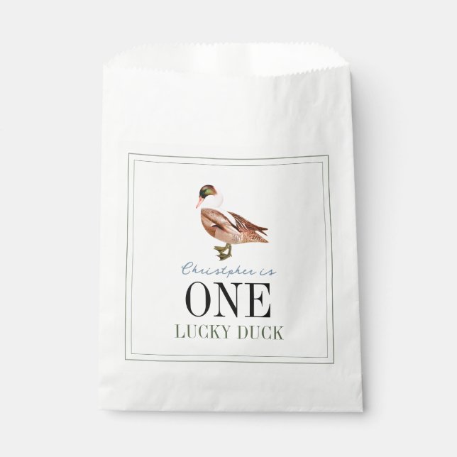 One Lucky Duck Boy 1st Birthday Favor Bag (Front)