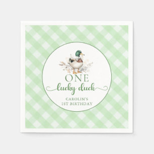 One Lucky Duck Boy 1st Birthday Napkins