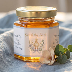 One Lucky Duck Boy 1st Birthday Party Favor Honey Jar Favors