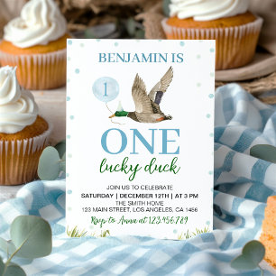 One Lucky Duck Boy Birthday Invitation