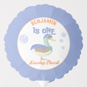 One Lucky Duck & Bubbles First Birthday Pastel Balloon