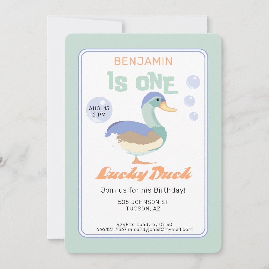 One Lucky Duck &  Bubbles First Birthday Pastel 