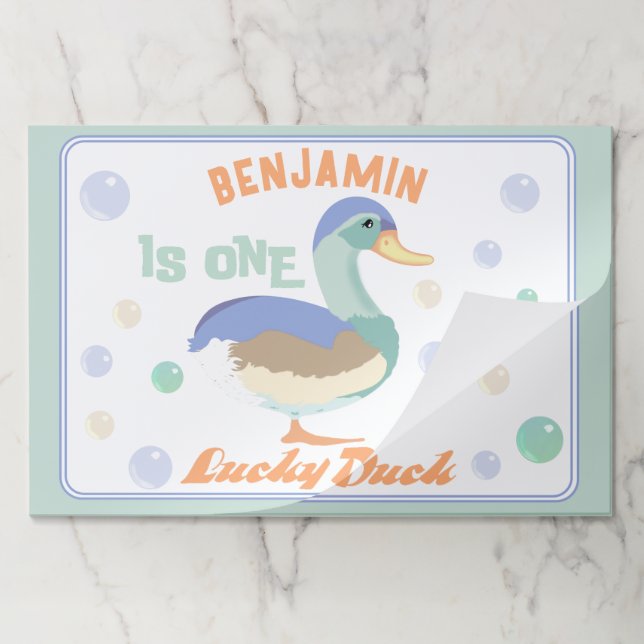 One Lucky Duck &  Bubbles First Birthday placemat (Folded)