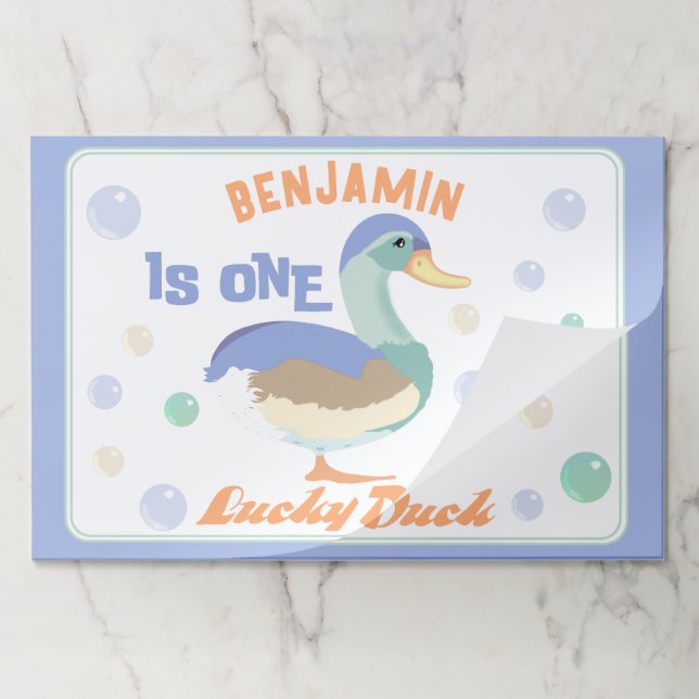 One Lucky Duck &  Bubbles First Birthday Placemat (Folded)