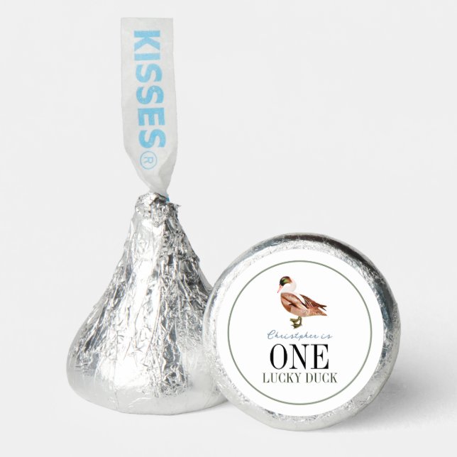 One Lucky Duck Classic Boy 1st Birthday Hershey®'s Kisses® (Front)