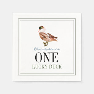 One Lucky Duck Classic Boy 1st Birthday Napkins
