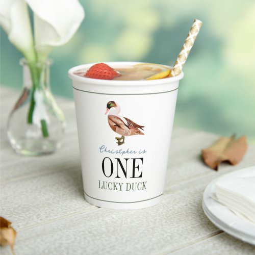One Lucky Duck Classic Boy 1st Birthday Paper Cups