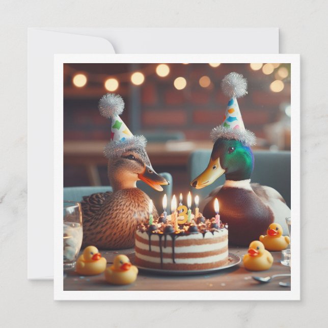 One lucky duck, duck birthday invitation (Front)