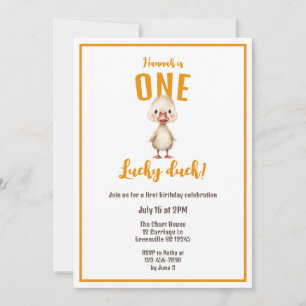 One Lucky Duck First Birthday  Invitation