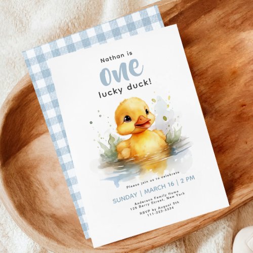 One Lucky Duck First Birthday Invitation