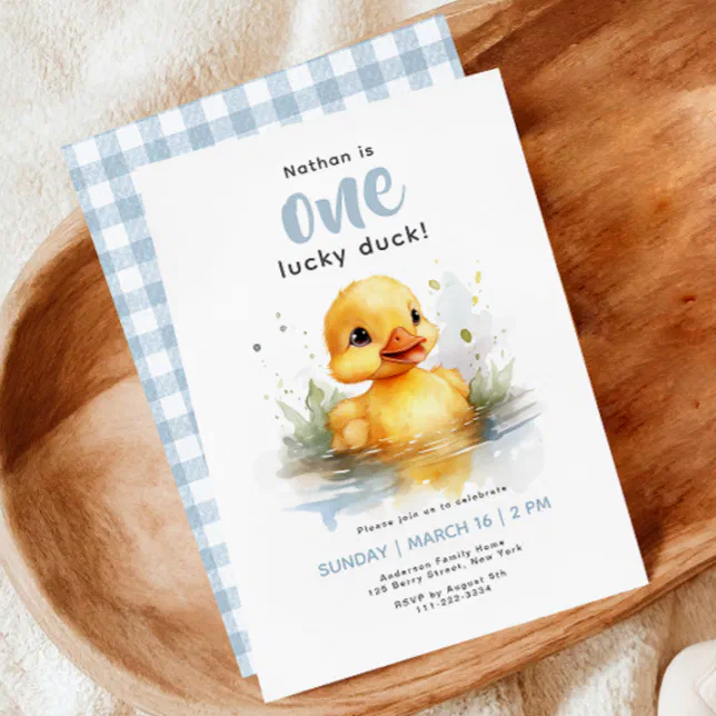 One Lucky Duck First Birthday Invitation
