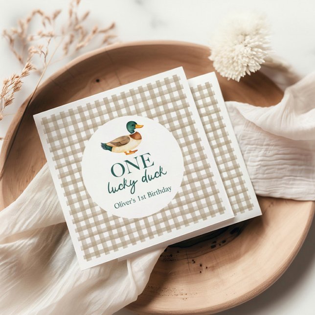 One Lucky Duck first birthday Napkins (Creator Uploaded)