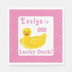 One Lucky Duck First Birthday Napkins